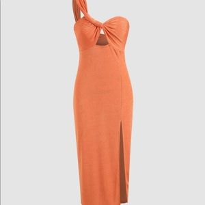 Solid one shoulder midi dress